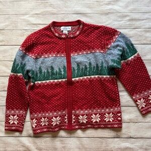 Croft & Barrow Christmas Holiday Winter zip up sweater size L